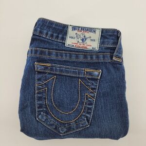 True Religion Hi-Rise Legging Jeans Womens 30 Blue‎ Mid Rise Skinny Made in USA